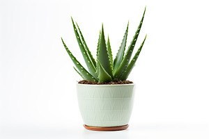 Aloe vera in pot isolated on white background, a Nature Photo by AlyaAnd