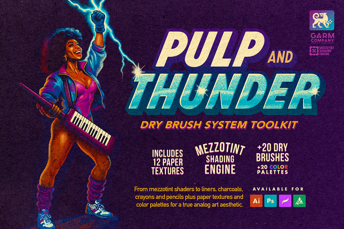 Pulp & Thunder Dry Kit (Illustrator), a Brush Add-On by G.A.R.M. Company (Photo 1 of 13)
