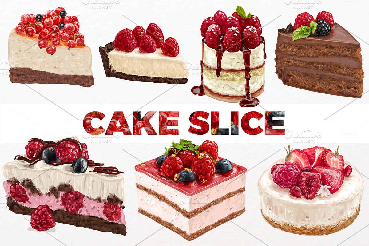 Cake slices VECTOR. 20 illustrations, a Food Illustration by Natalka Dmitrova art (Photo 15 of 15)