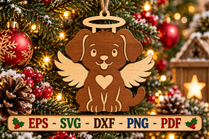 Dog Angel Bauble Laser Cut Wood File