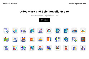 Adventure and Solo Traveller Icons, a Solid Icon by Wencory