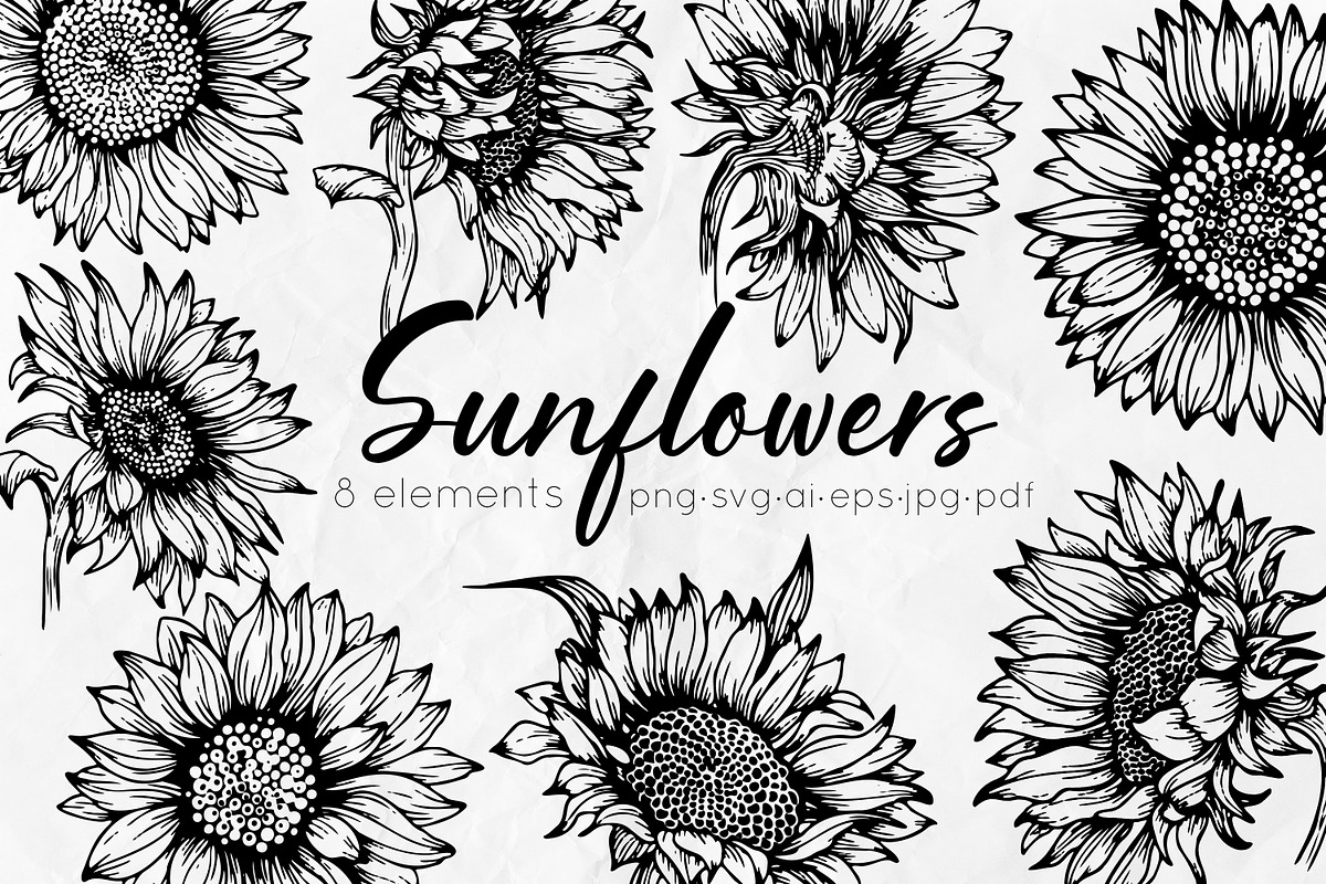 Sunflowers Outline Drawings, an Object Graphic by Dervik Art Store (Photo 1 of 7)