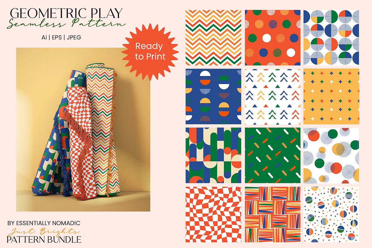 Just Brights Seamless Pattern Bundle, a Pattern Graphic by Essentially Nomadic (Photo 9 of 14)