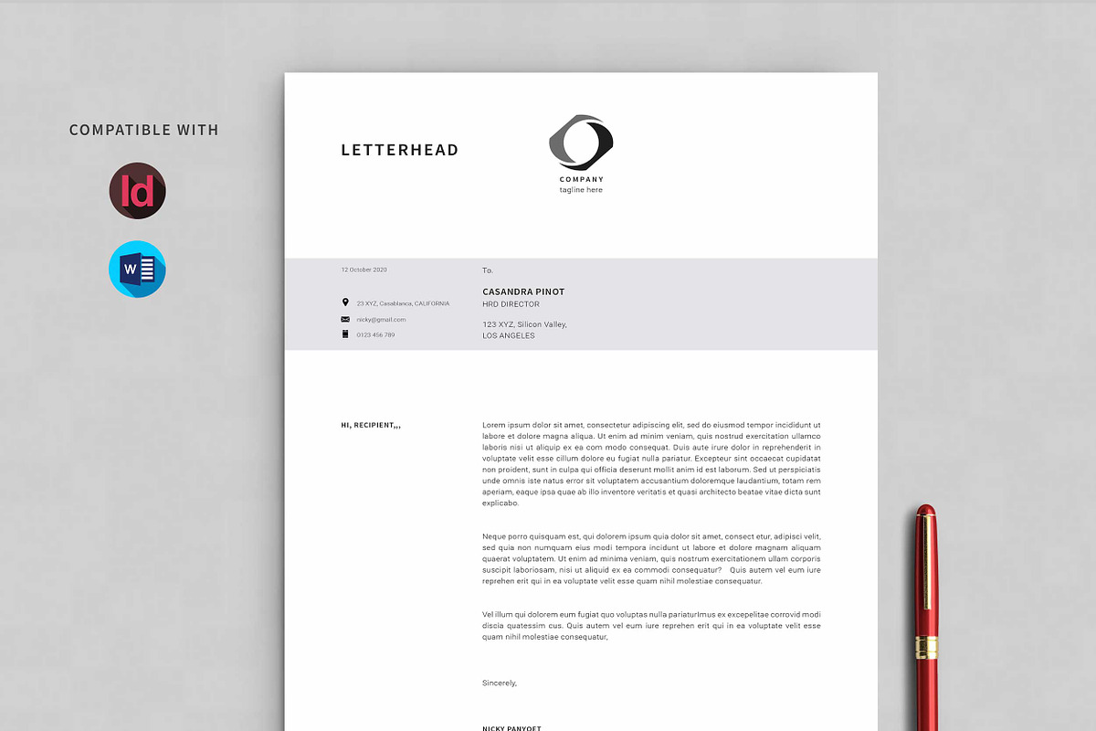 Letterhead + Invoice, a Stationery Template by Peunayah (Photo 1 of 2)