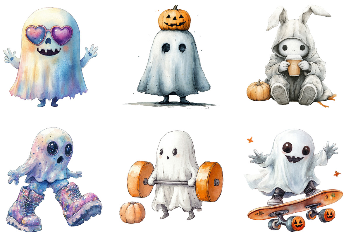 Funny Halloween Ghost Clipart, a Work Illustration by cherrydesign (Photo 2 of 3)