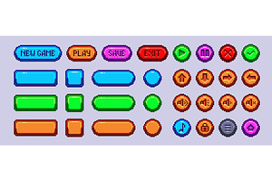 Pixel game button collection, an Object Illustration by art PVP - market