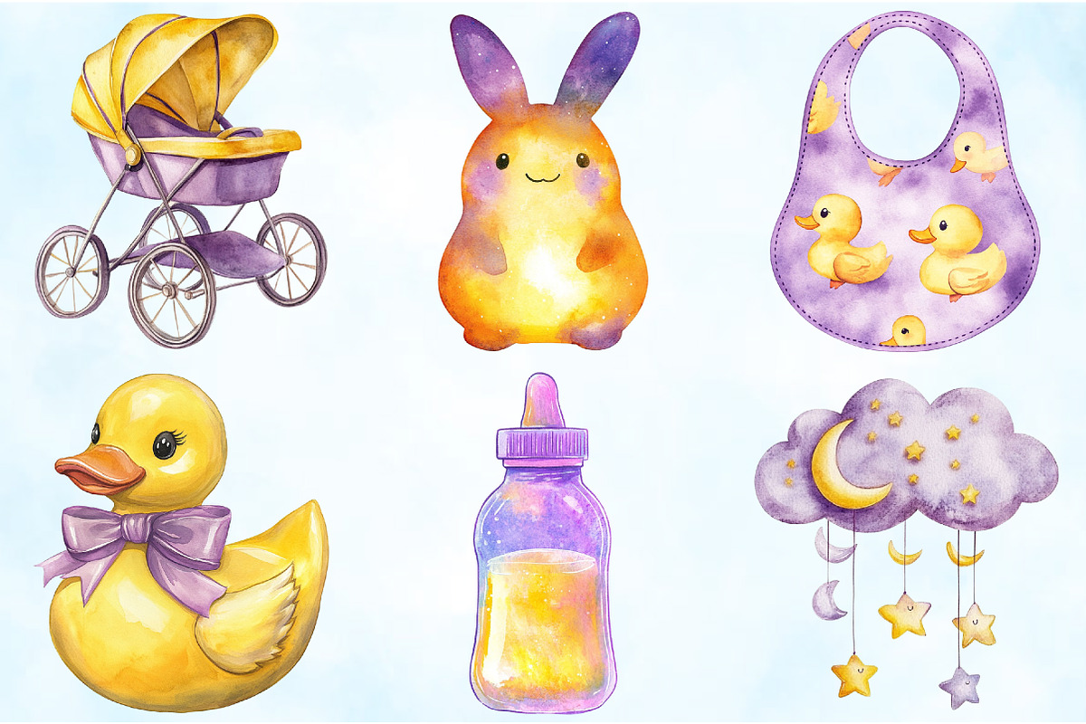 Yellow Light Lilac Baby Nursery PNG, an Illustration by Craft Nest (Photo 5 of 6)