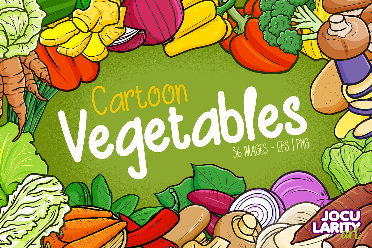 Funny Vegetables Cartoon Vector, a Food Illustration by Jocularity Art (Photo 1 of 3)