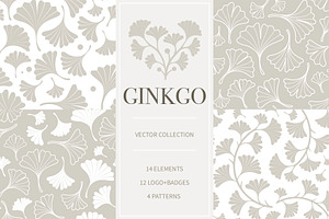 Ginkgo Vector Set. Luxury Leaves