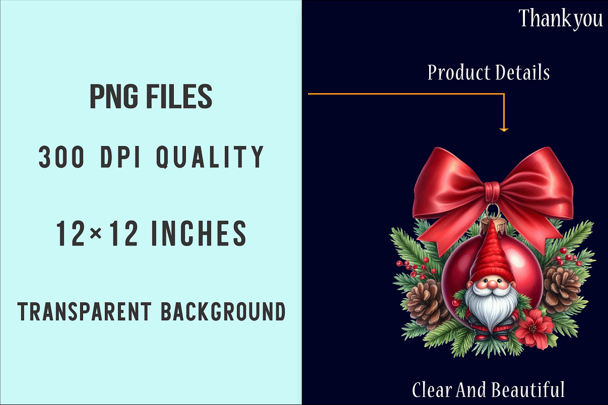 Gnome Christmas Ornamen Clipart PNG, an Illustration by SinaCreation (Photo 5 of 7)