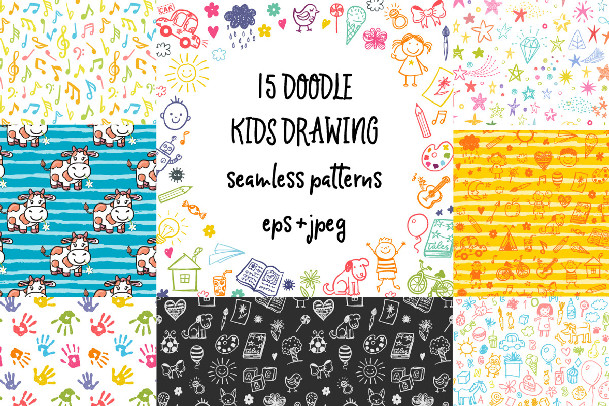15 kids patterns set, a Pattern Graphic by Hala (Photo 1 of 15)