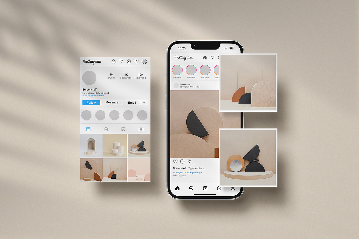 Instagram Post and Stories Mockup, a Device Mockup by graphicstuff.std (Photo 5 of 10)