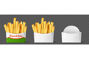 Realistic packaging for French fries, a Food Illustration by Vectorbuum