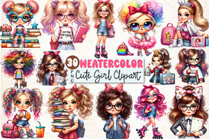 Back to School Girl Clipart, a Seasonal Illustration by Rose Art