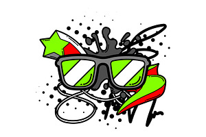 Illustration With Cartoon Sunglasses