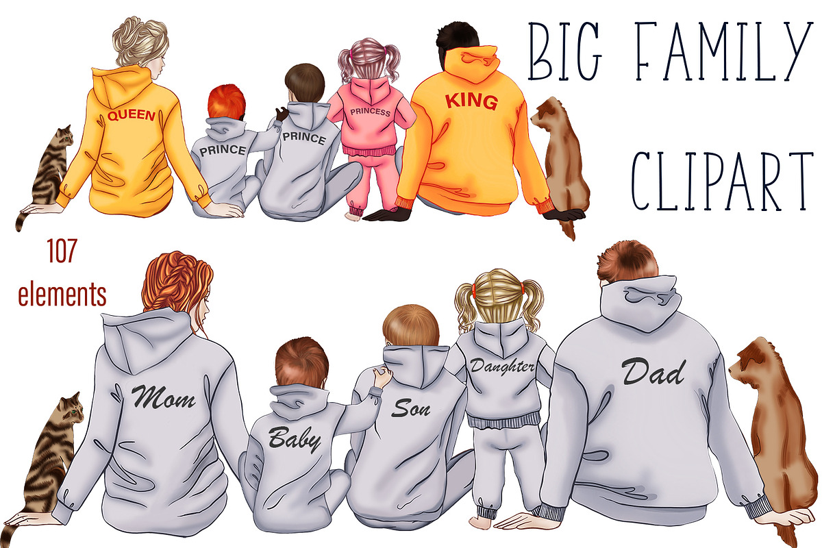 Family Clip Art, Custom Family, a Person Illustration by ElenazlataArt (Photo 1 of 10)