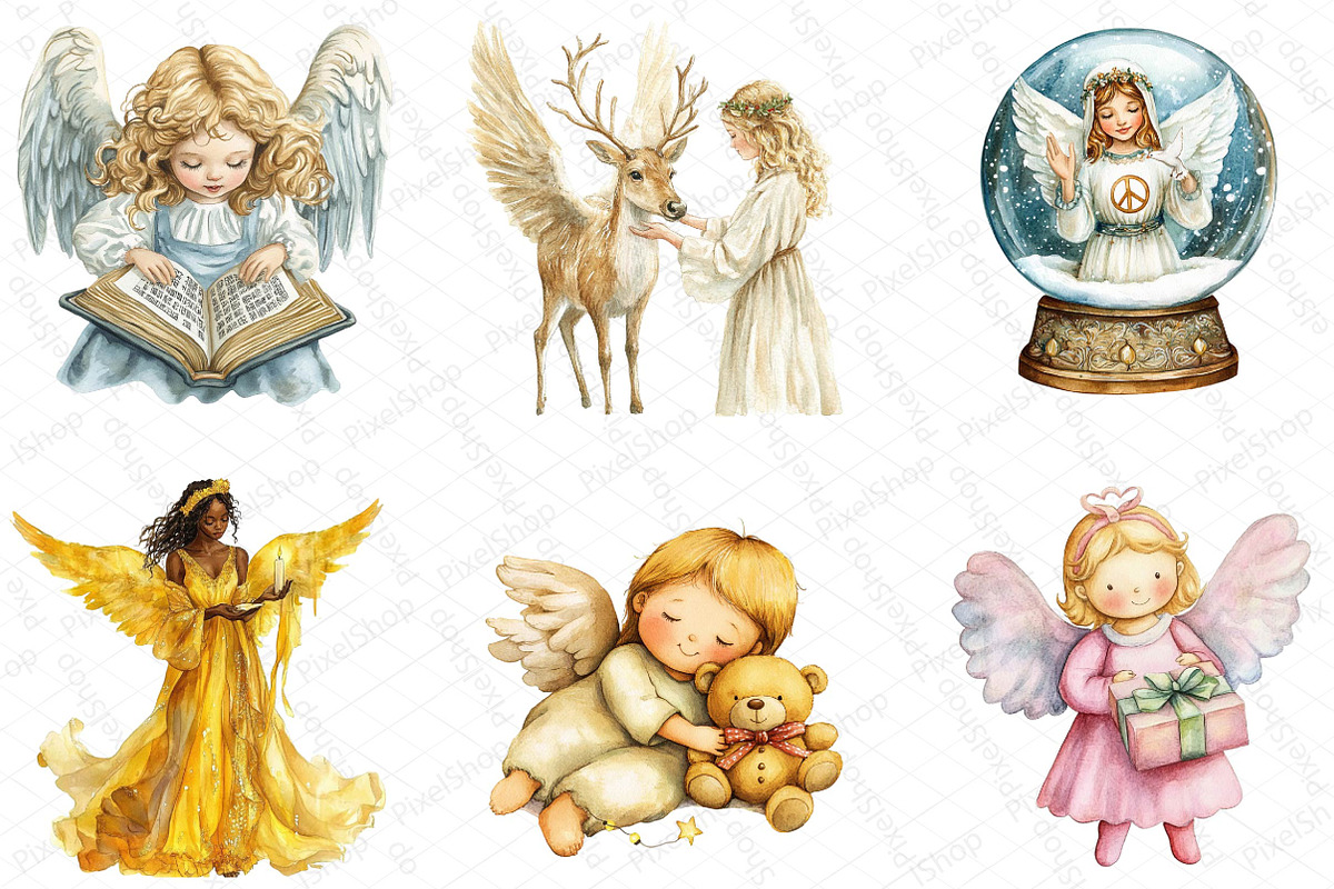 Christmas Angel Clipart, an Illustration by DreamPrint404 (Photo 3 of 5)