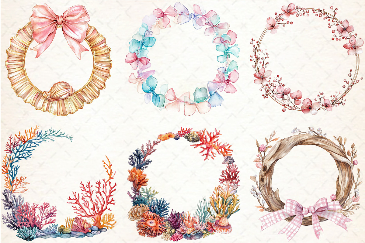 Coquette Coastal Summer Frame Bundle, an Illustration by Libby Wishes (Photo 3 of 7)
