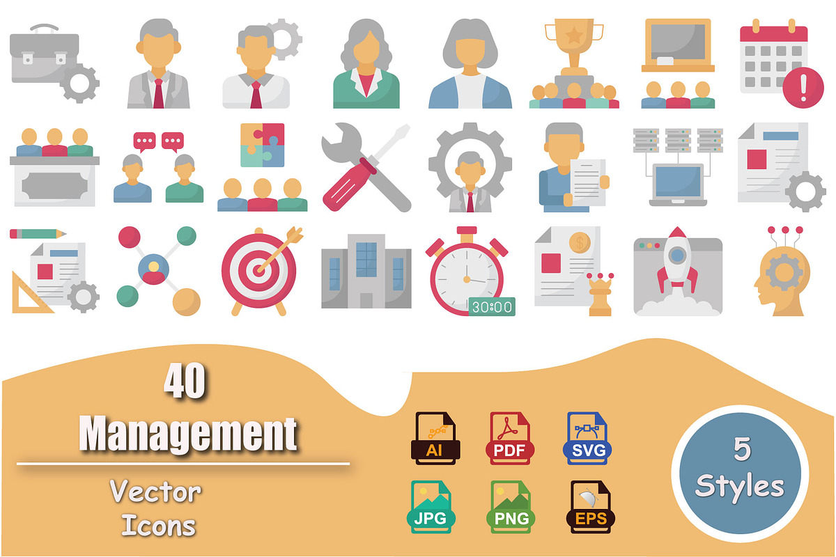 Management Vector Icons Collection, a Solid Icon by Vector Portal (Photo 1 of 5)