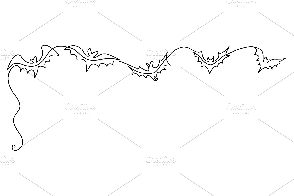 Halloween corner border with flying, a Seasonal Illustration by Valenty (Photo 1 of 3)