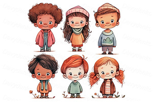 Cartoon Happy Kids Watercolor Child