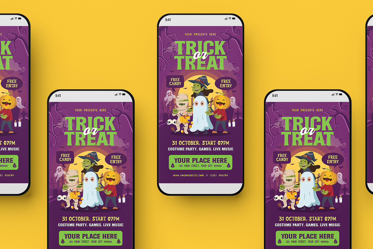 Halloween Trick or Treat Flyer, a Flyer Template by Creativestoree (Photo 4 of 5)