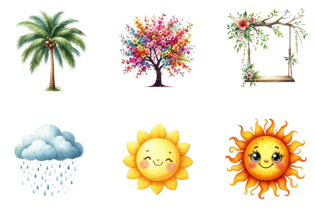 Happy spring clipart, an Illustration by CreationArt (Photo 3 of 7)