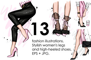 Stylish high-heeled shoes. Vector.