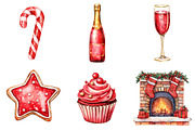 Chic Neon Red Christmas Clipart, a Seasonal Illustration by CitraGraphics (Thumbnail 3 of 7)