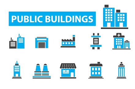 20 public buildings icons, an Outline Icon by urban icon