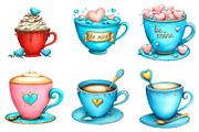 Valentine Coffee Cup Clipart, an Illustration by DreamArtGraphic (Thumbnail 4 of 5)