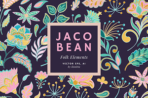 Jacobean Folk Vector Elements Set, an Object Graphic by ilonitta