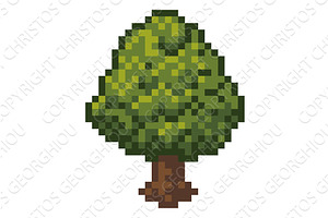 Pixel Art Tree Isometric Style, an Object Illustration by Christos Georghiou