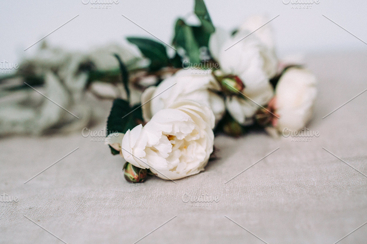 White peonies film look stock photos, a Books & Magazine Mockup by Nellaino (Photo 6 of 8)