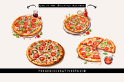 Watercolor PNG Pizza Clipart, a Food Illustration by Geniecreativestudio (Thumbnail 6 of 9)