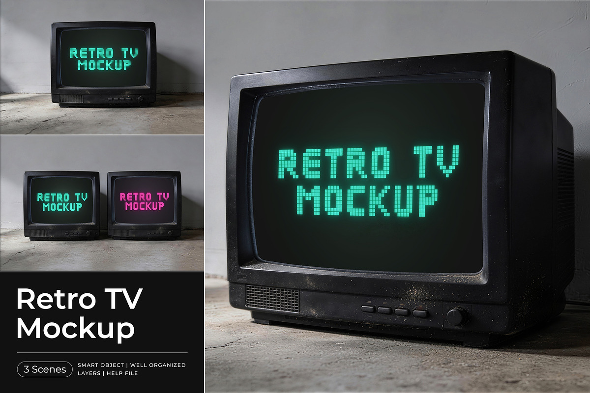 Retro TV Mockup, a Product Mockup by Pitchlook.Studio (Photo 1 of 4)