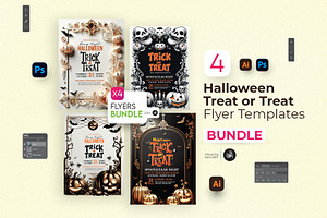 Halloween Trick or Treat  Bundle, a Flyer Template by Aam360