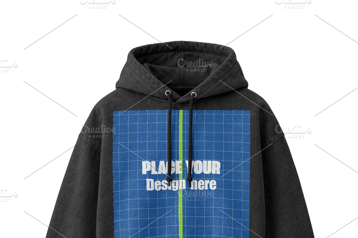 Acid Wash Cropped Hoodie Mockup Back, a Hoody Mockup by Pixel Foundry (Photo 3 of 3)