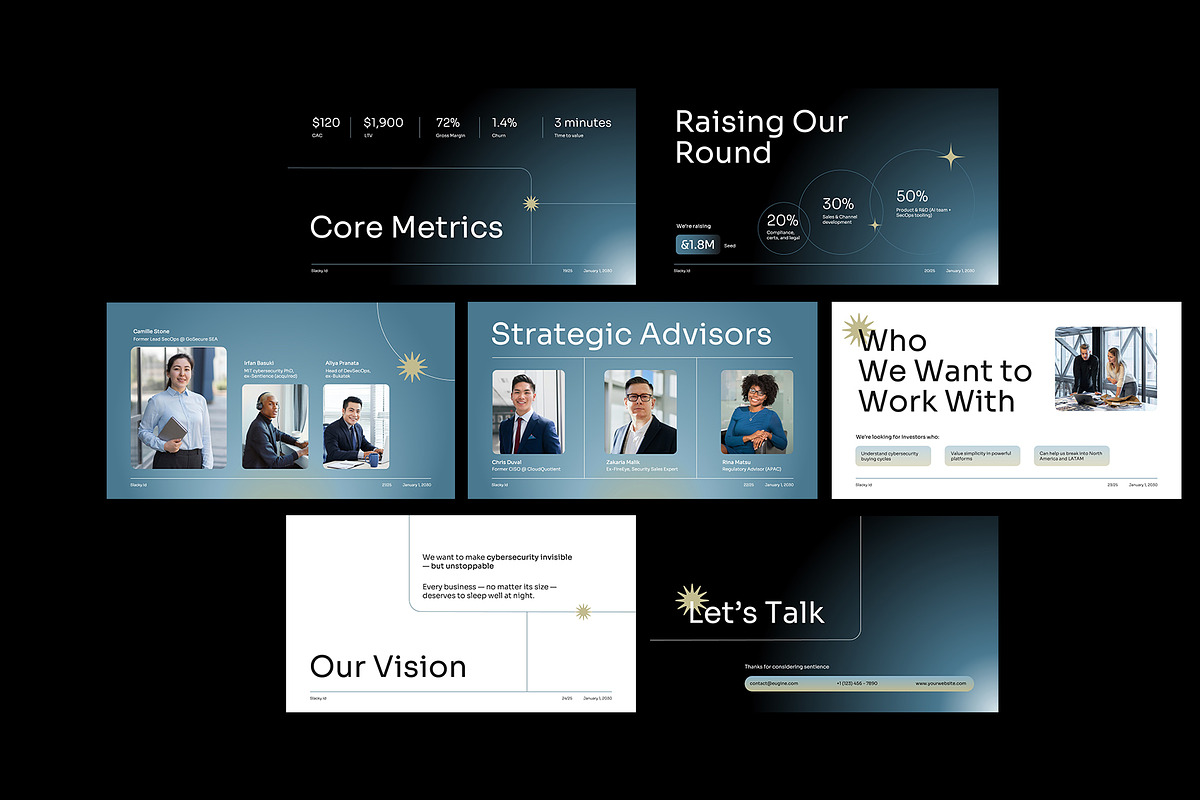 Slacky Cybersecurity Pitch Deck GSL, a Presentation Template by Neermana (Photo 4 of 4)