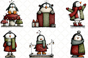 Whimsical Christmas Penguin Clipart, an Animal Illustration by Black Bird Studio (Thumbnail 5 of 6)