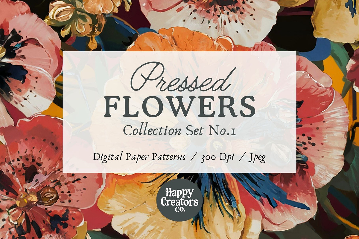 Pressed Flowers Digital Papers #1, a Pattern Graphic by Happy Creators Co. (Photo 1 of 7)