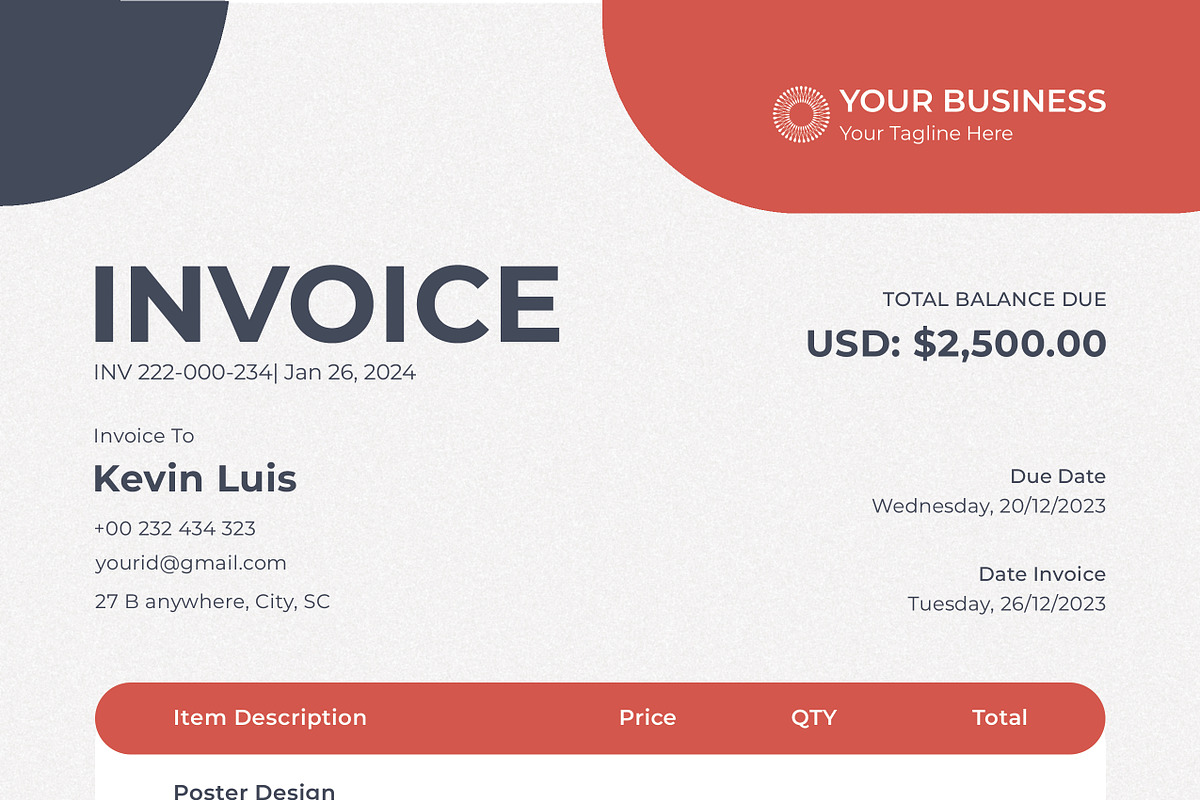 Invoice multipurpose, a Stationery Template by kamalrawat_gd (Photo 2 of 3)