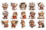 Whimsical Christmas Bears Clipart, a Seasonal Illustration by Nicolle's Colorful Art (Thumbnail 2 of 6)