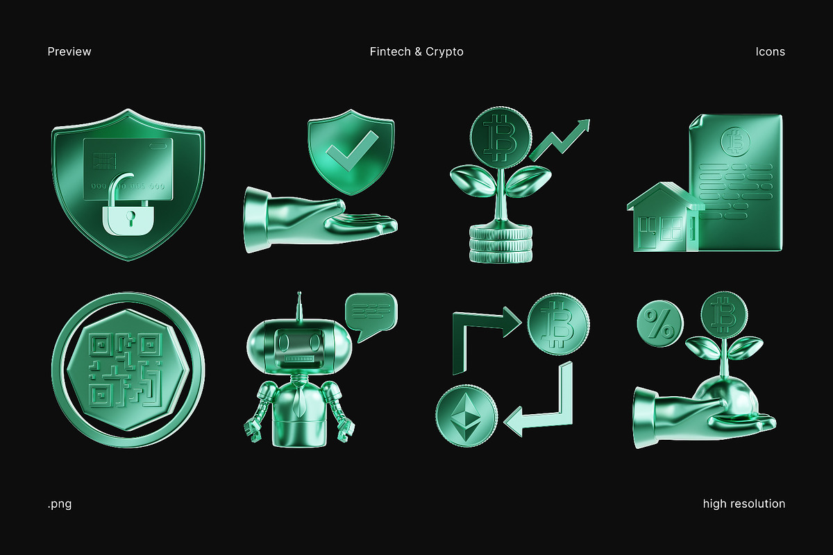 Fintech & Crypto 3D Icon Set, an Object 3D Model by Eklip Studio (Photo 3 of 3)