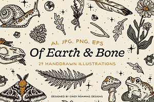 Of Earth & Bone Illustration Pack, an Illustration by cindyroamingdesigns