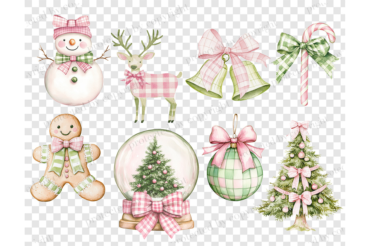 Coquette Christmas Clipart, a Seasonal Illustration by GlamArtZhanna (Photo 5 of 6)