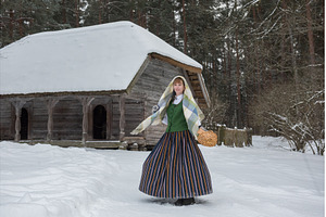 Latvian woman in traditional dress, a Person Photo by COLORFUL