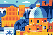 Mediterranean Sea Town Travel Poster, an Illustration by Alex Krugli (Thumbnail 4 of 7)