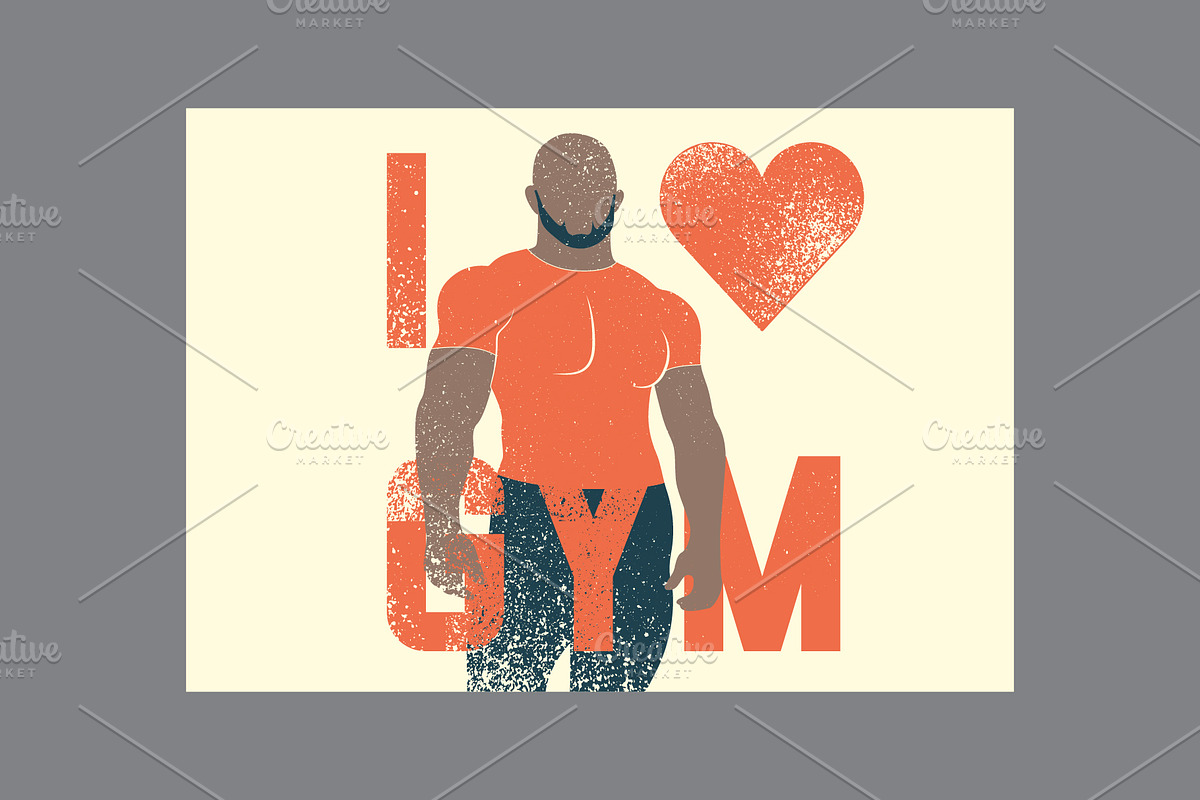 I Love Gym. Grunge vector set., a Person Illustration by PoPaShop (Photo 5 of 9)