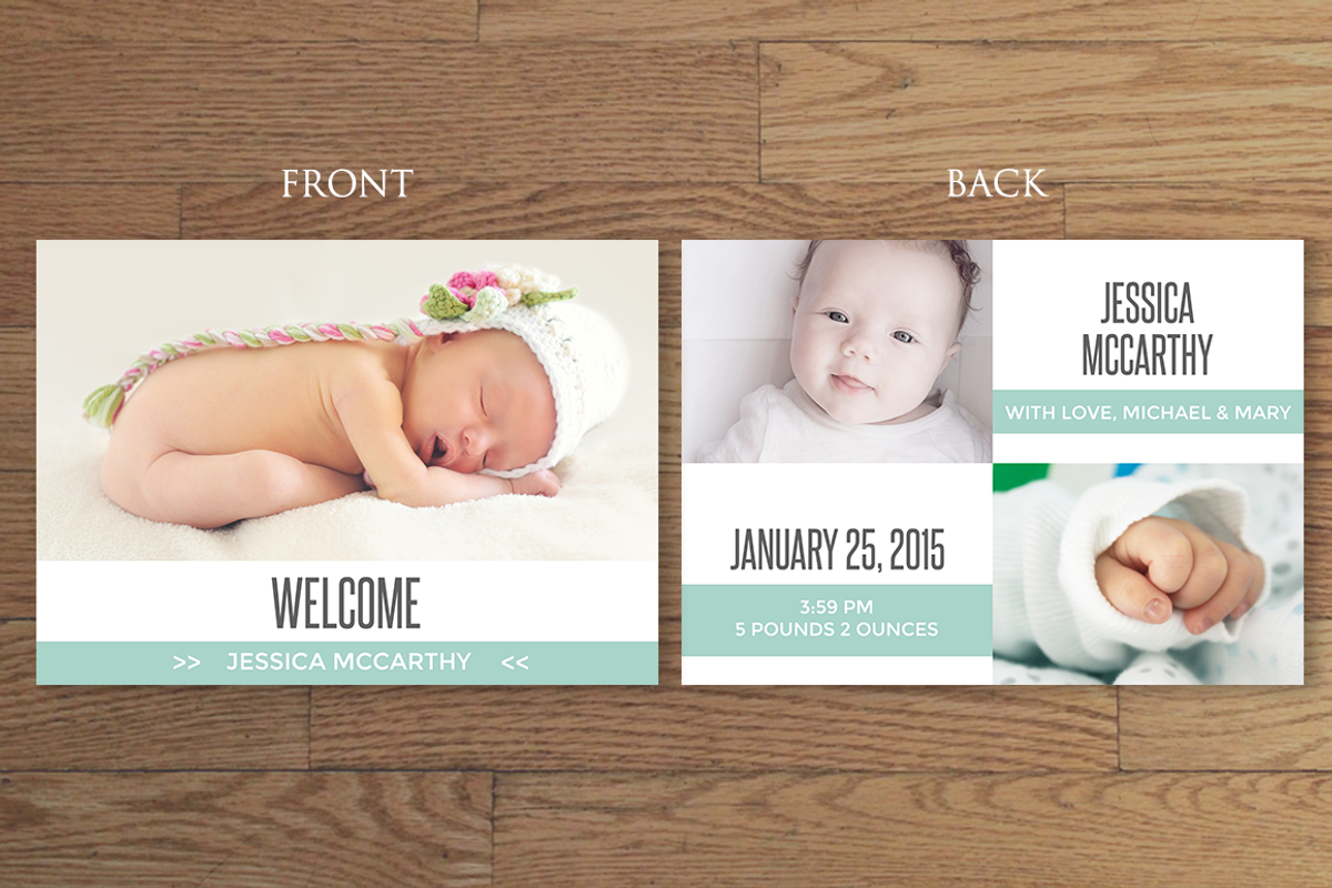 Birth Announcement Card Template, an Invitation Template by ShalexDesigns